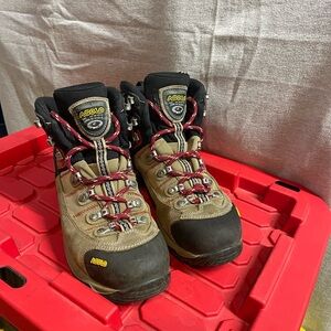 Asolo Furtive GTX Wide Boots - Tan and Black with Red Accents